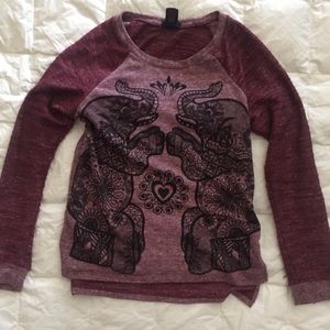 Boho elephant crew neck sweater